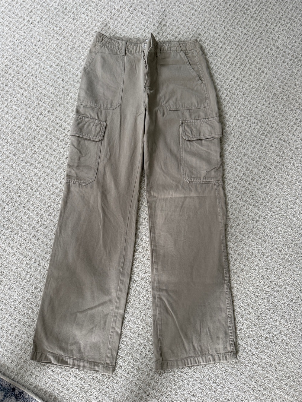 Zara Women's Khaki Cargo Flare Jeans